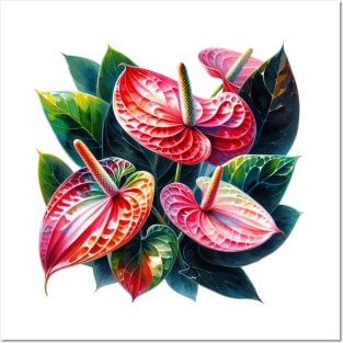 Vibrant Flamingo Flower Decor - Watercolor Flower Posters and Art